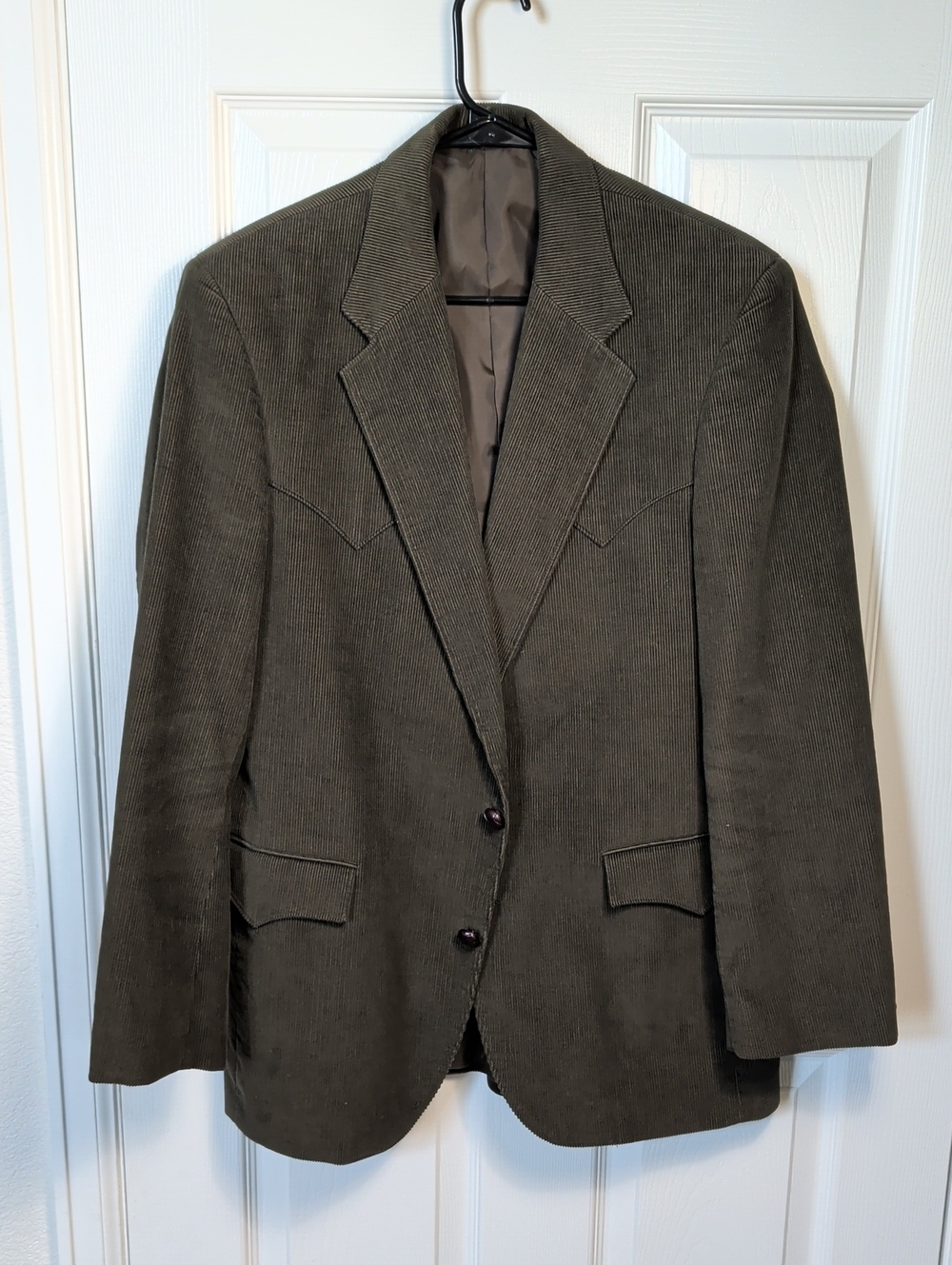 Men's Olive Corduroy Blazer - Two-Button Sport Coat